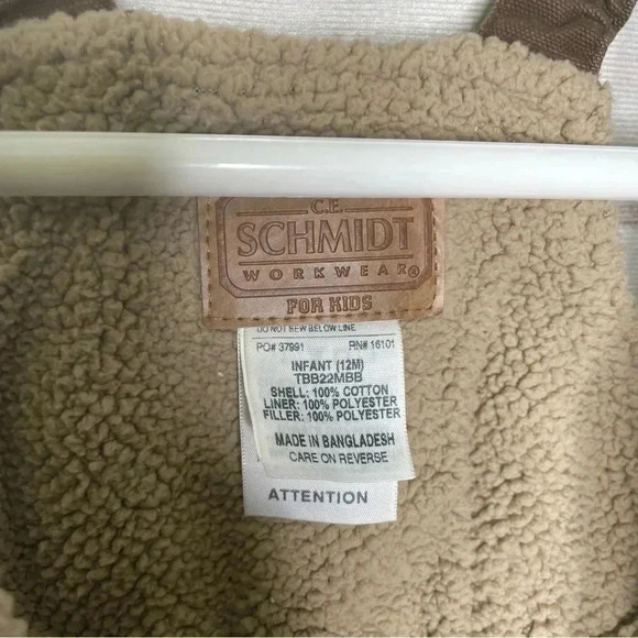 Schmidt Workwear Kids Overalls 12 Months Brown Insulated Zip Up Adjustable Strap - Picture 7 of 7